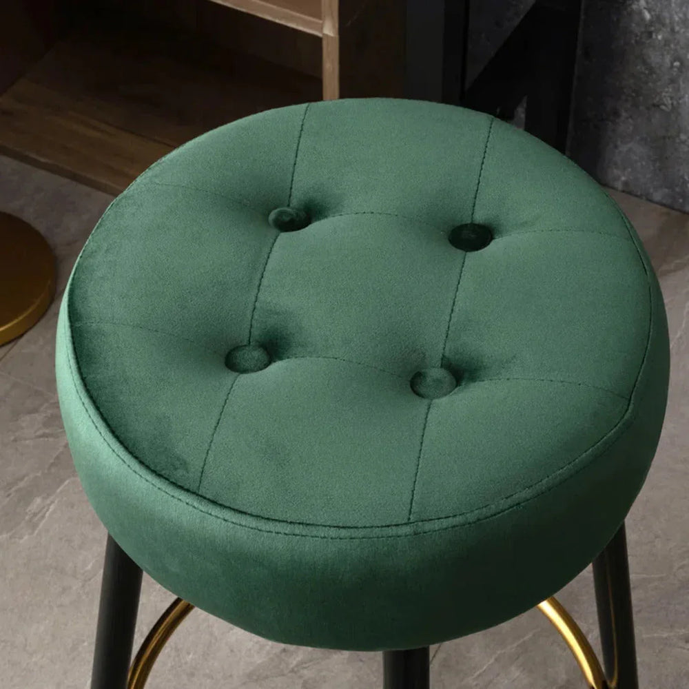 Plush Comfy Velvet Green Bar Stool / High Stool - All India Decor