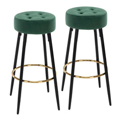 Plush Comfy Velvet Green Bar Stool / High Stool - All India Decor