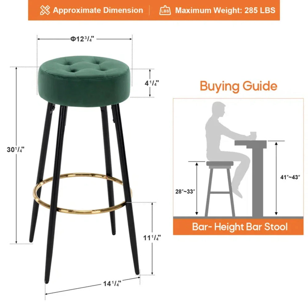 Plush Comfy Velvet Green Bar Stool / High Stool - All India Decor