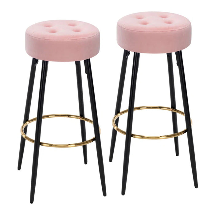 Plush Comfy Velvet Pink Bar Stool / High Stool