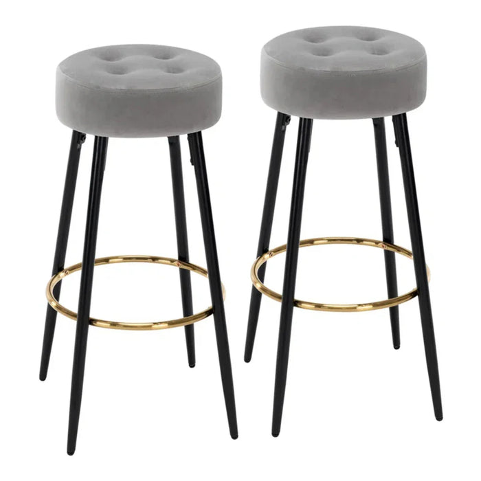 Plush Comfy Velvet Grey Bar Stool / High Stool - All India Decor