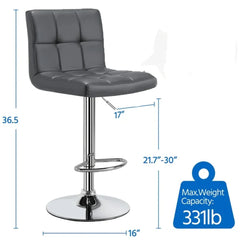 Luxurious Leatherette Grey Bar Stool / Long Chair - All India Decor