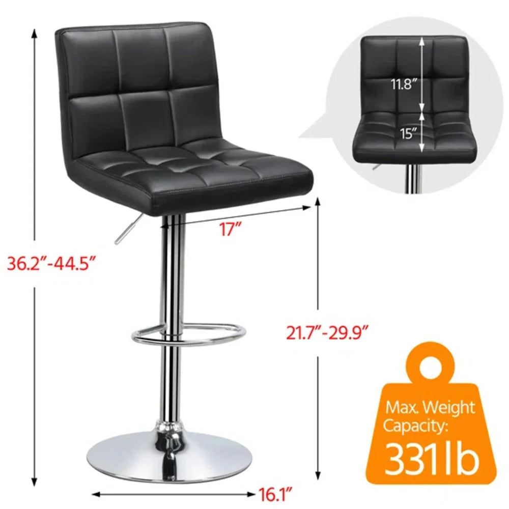 Luxurious Leatherette Black Bar Stool / Long Chair - All India Decor