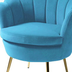 Shell Motif Luxury Sky Blue Velvet Lounge Chair