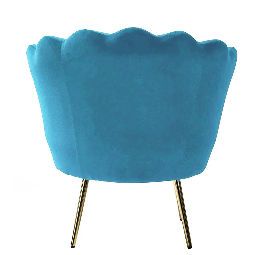 Shell Motif Luxury Sky Blue Velvet Lounge Chair - All India Decor