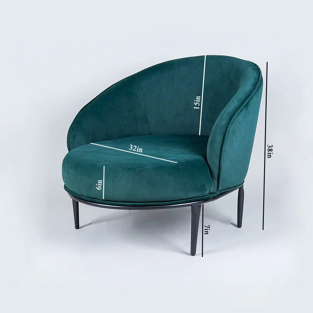 Low-floor Premium Emerald Green Velvet Lounge Chair - All India Decor