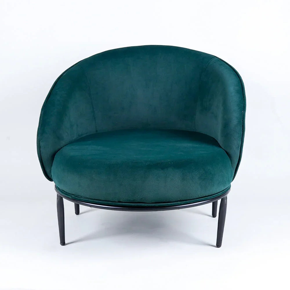 Low-floor Premium Emerald Green Velvet Lounge Chair - All India Decor