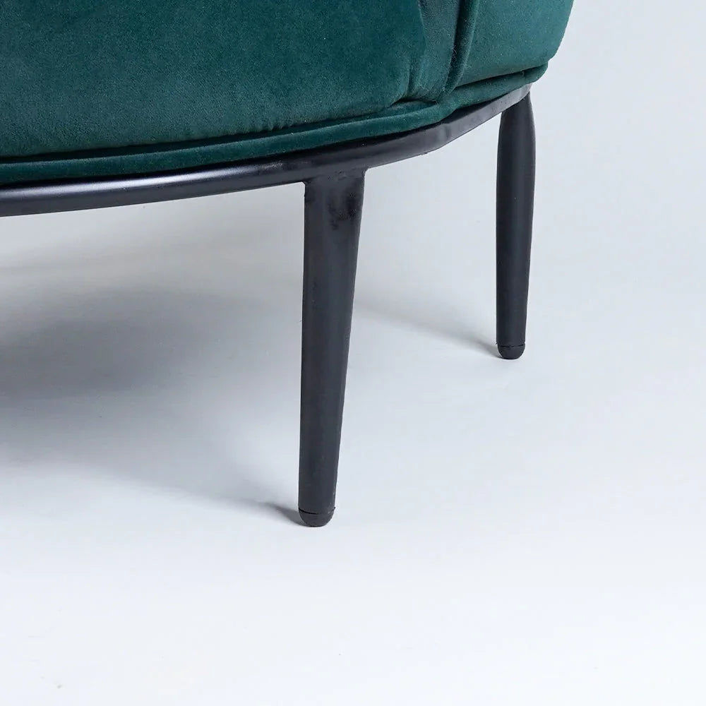 Low-floor Premium Emerald Green Velvet Lounge Chair - All India Decor
