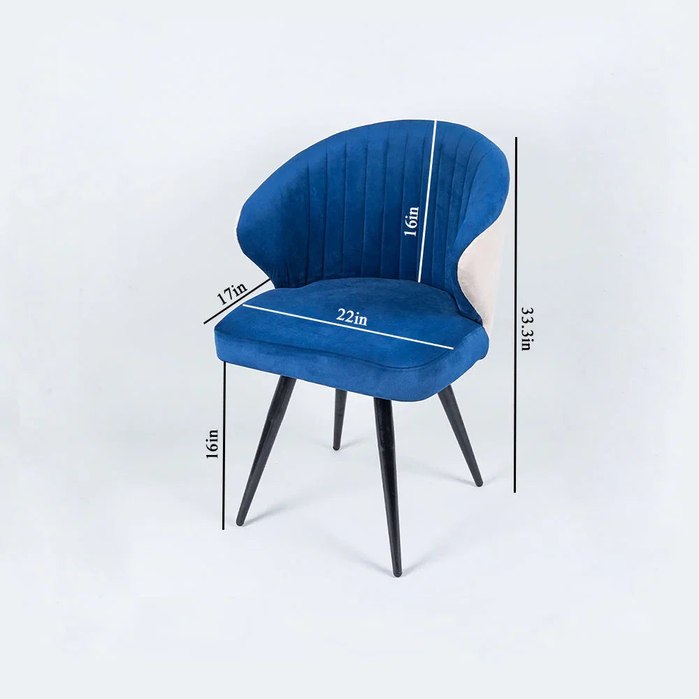 Dual-Colored Blue & Cream Velvet Lounge Chair - All India Decor