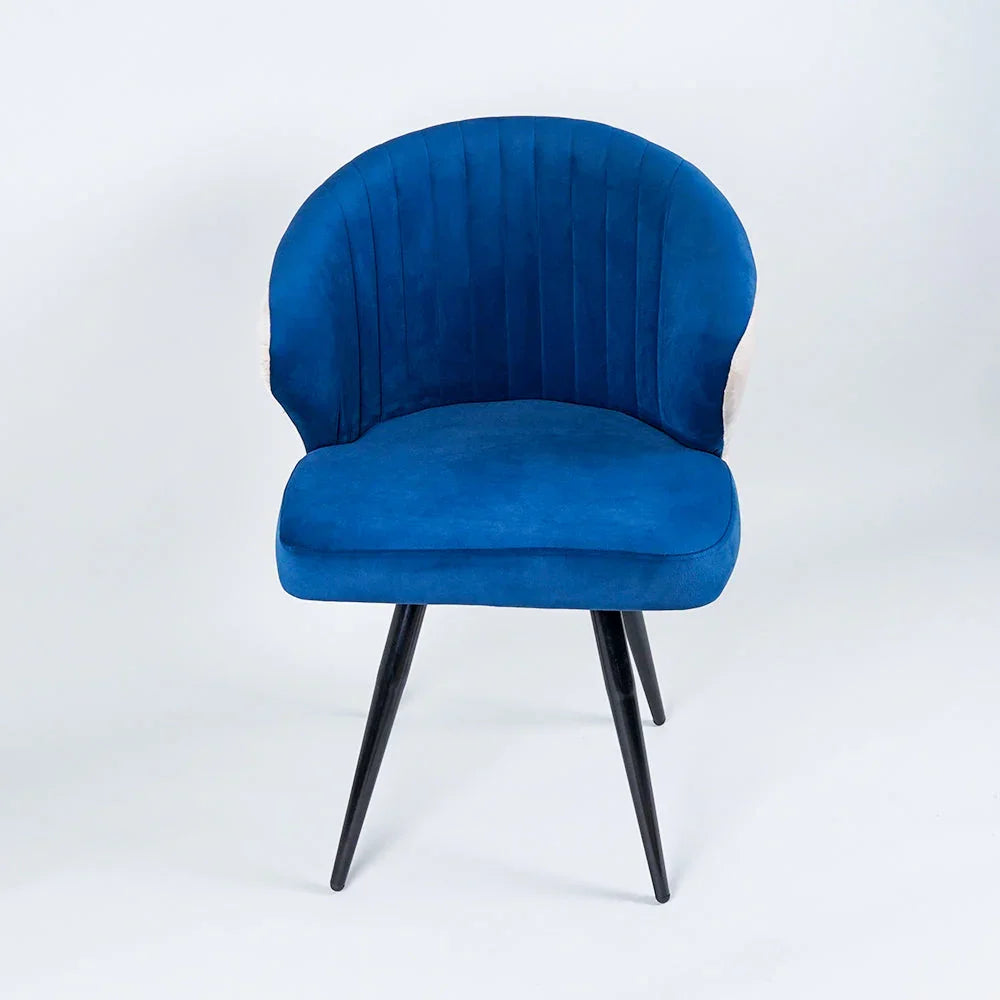 Dual-Colored Blue & Cream Velvet Lounge Chair - All India Decor