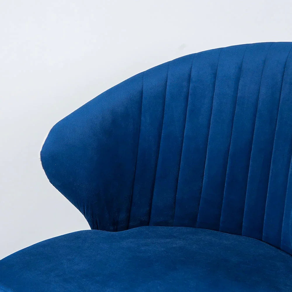 Dual-Colored Blue & Cream Velvet Lounge Chair - All India Decor