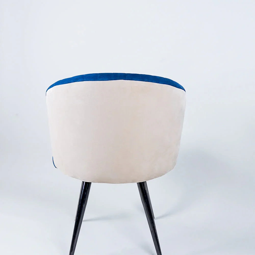 Dual-Colored Blue & Cream Velvet Lounge Chair - All India Decor