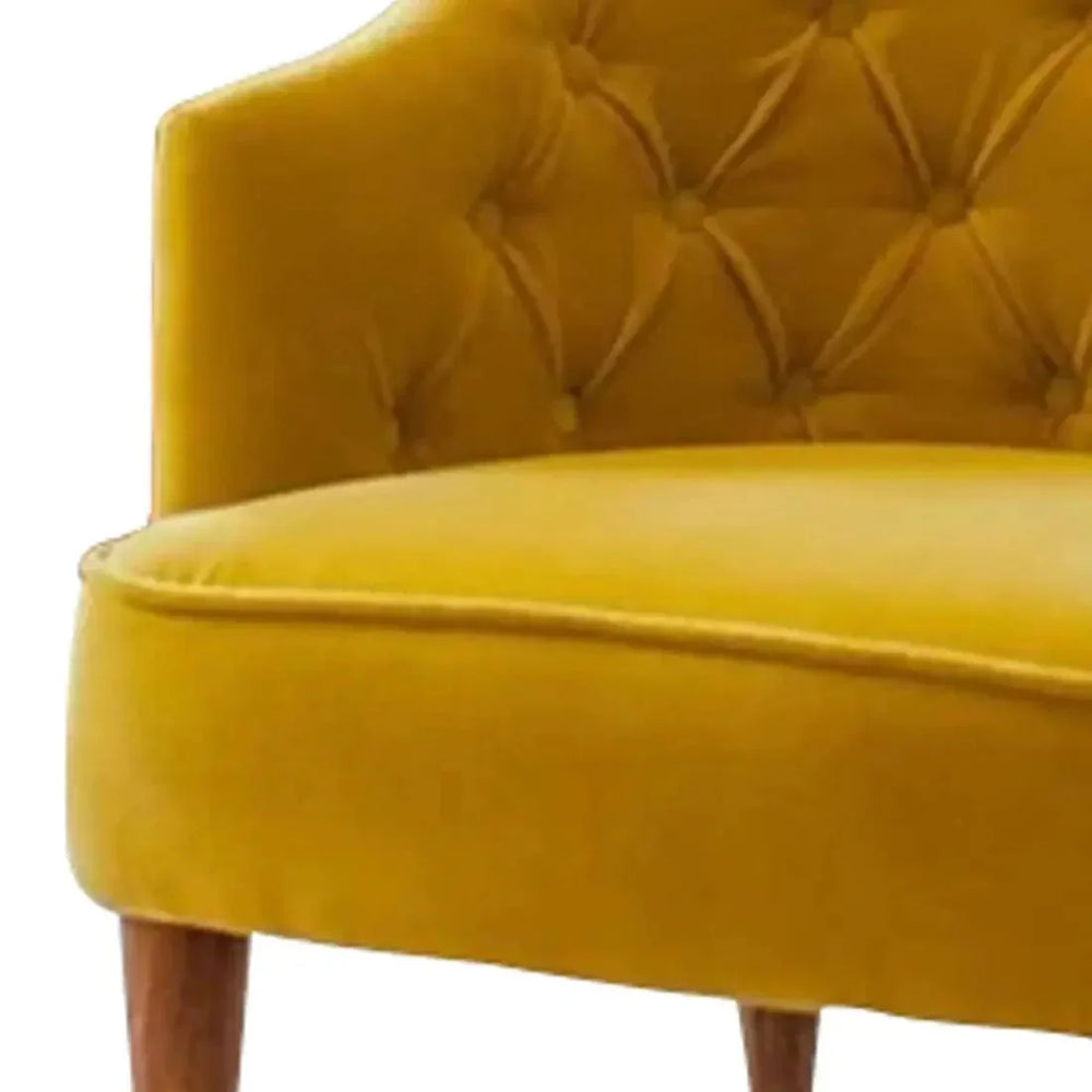 Yellow Wide Backrest Velvet Lounge Chair - All India Decor