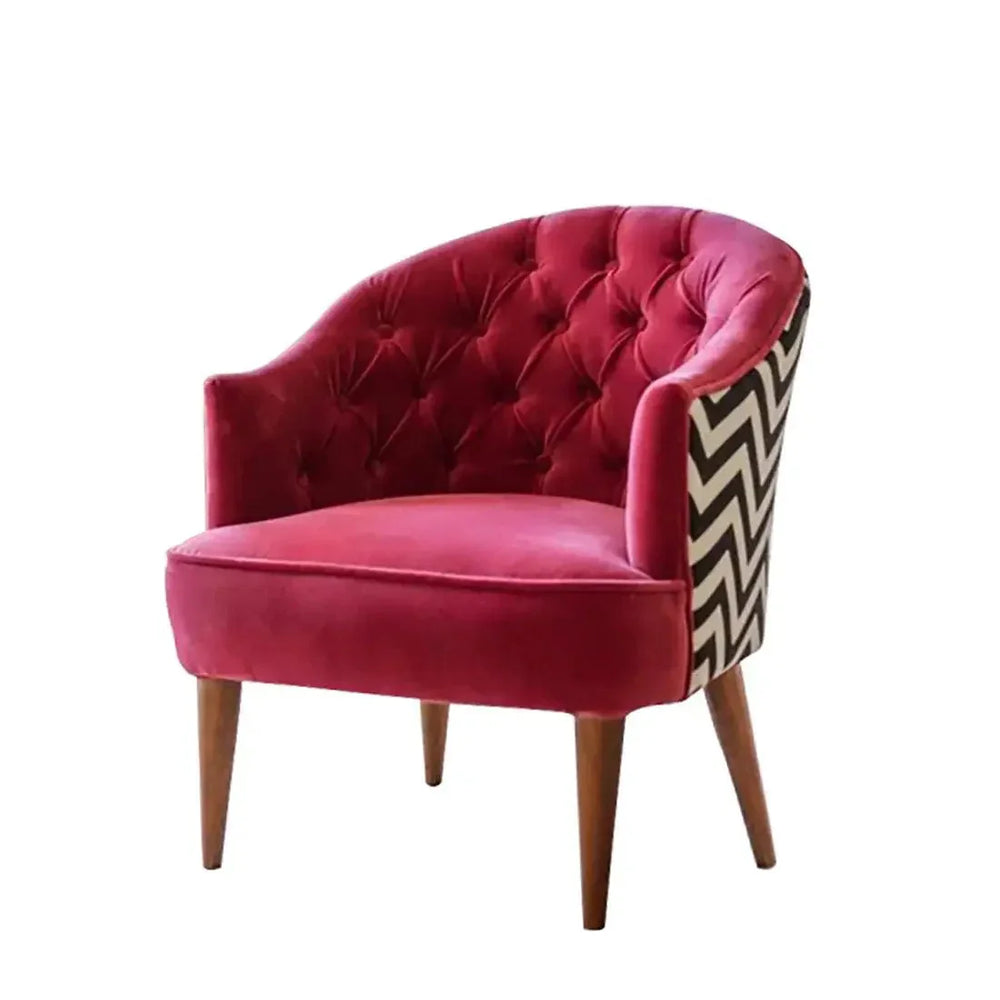 Red Wide Backrest Velvet Lounge Chair - All India Decor
