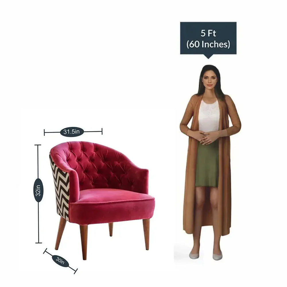 Red Wide Backrest Velvet Lounge Chair - All India Decor