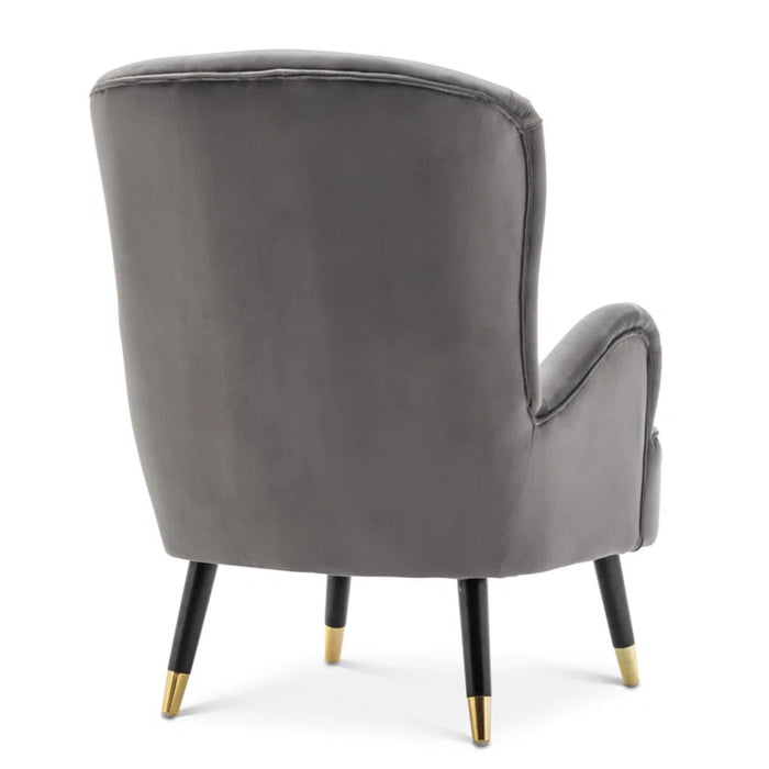 Luxury Grey Velvet Lounge Chair With Ottoman