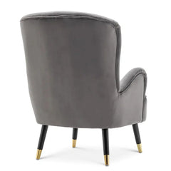 Luxury Grey Velvet Lounge Chair With Ottoman - All India Decor