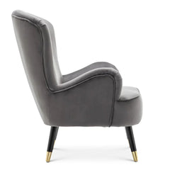 Luxury Grey Velvet Lounge Chair With Ottoman - All India Decor
