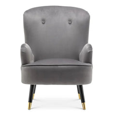 Luxury Grey Velvet Lounge Chair With Ottoman - All India Decor