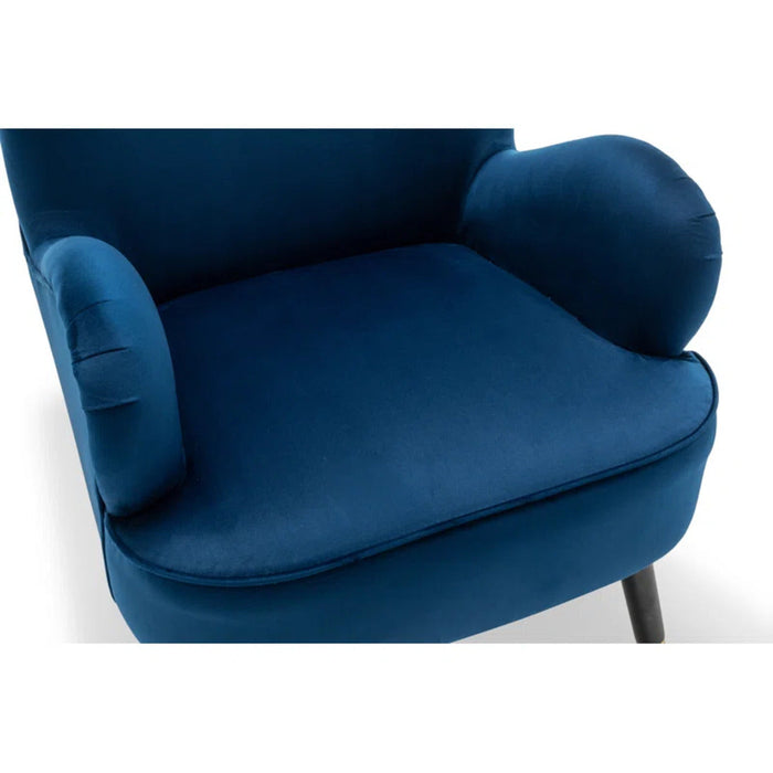 Luxury Navy Blue Velvet Lounge Chair With Ottoman