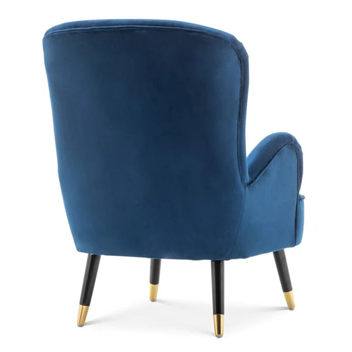 Luxury Navy Blue Velvet Lounge Chair With Ottoman