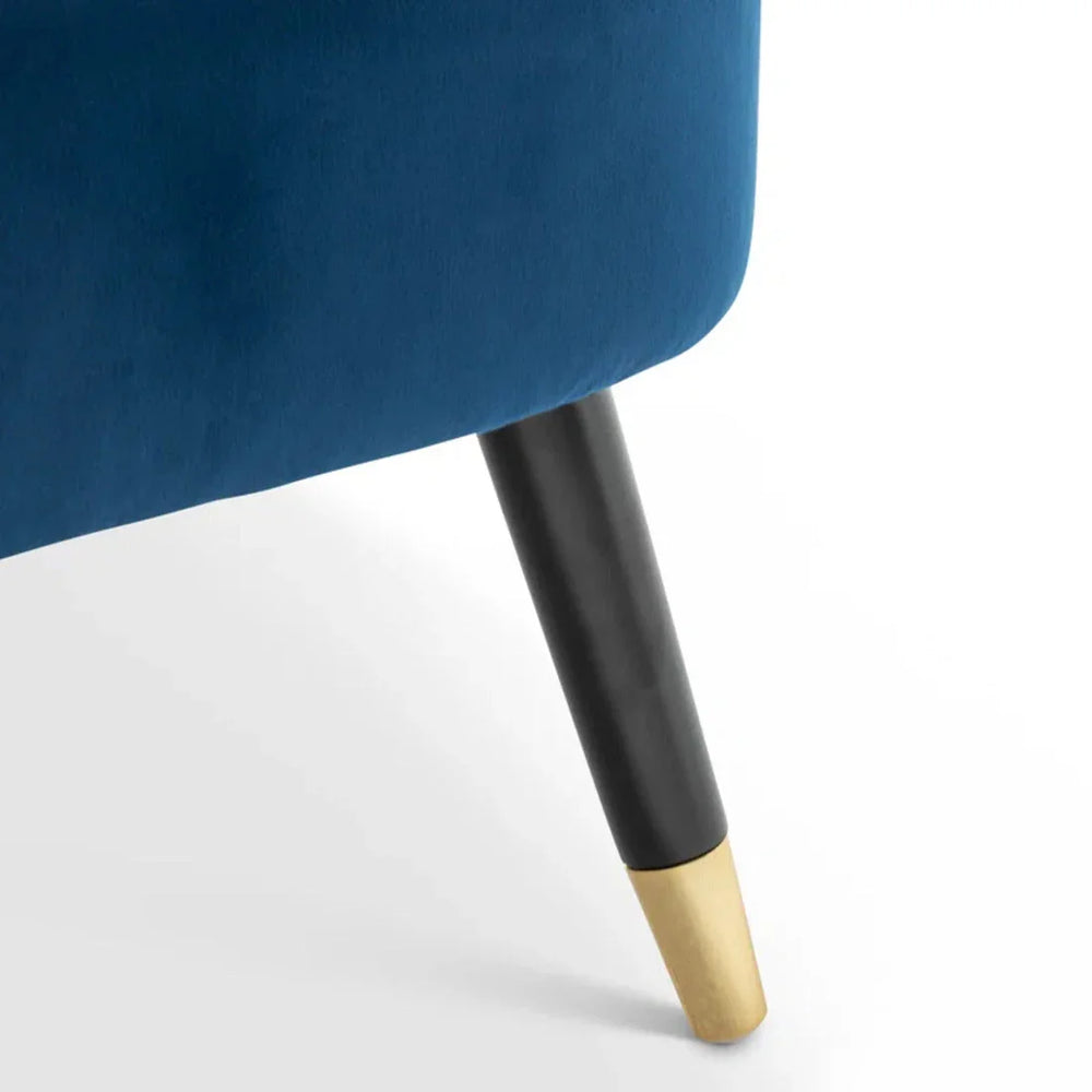 Luxury Navy Blue Velvet Lounge Chair With Ottoman - All India Decor