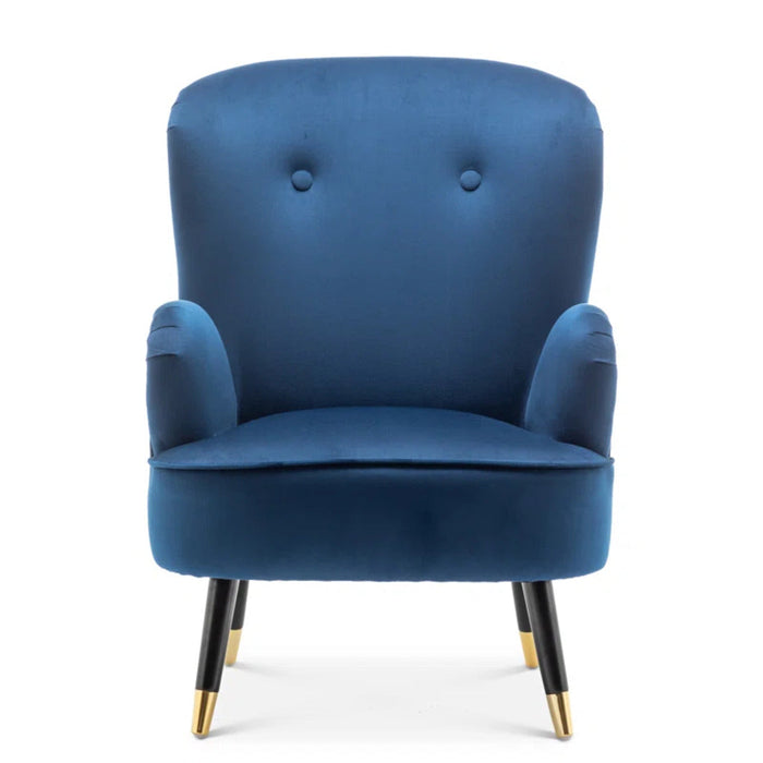 Luxury Navy Blue Velvet Lounge Chair With Ottoman