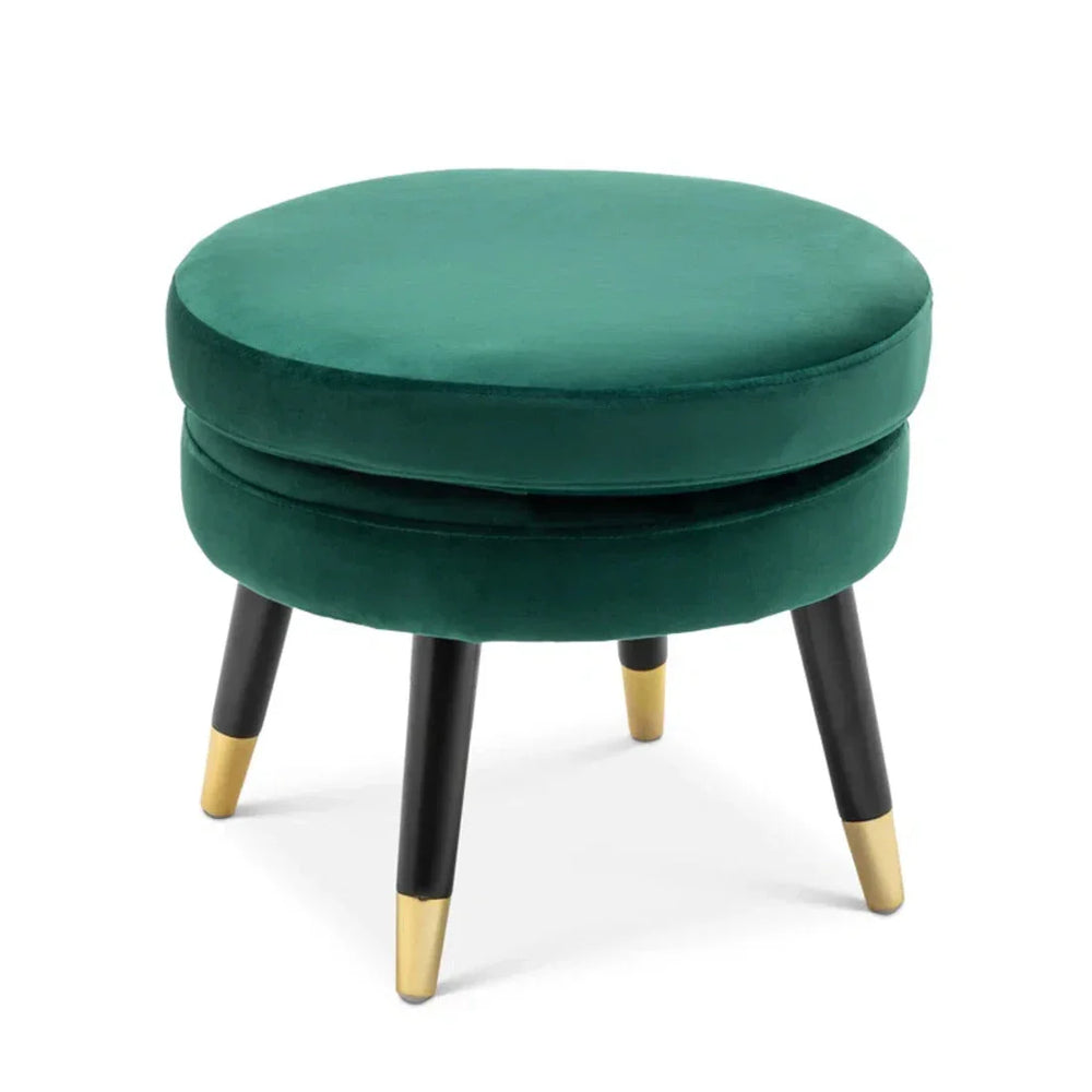 Luxury Green Velvet Lounge Chair With Ottoman - All India Decor