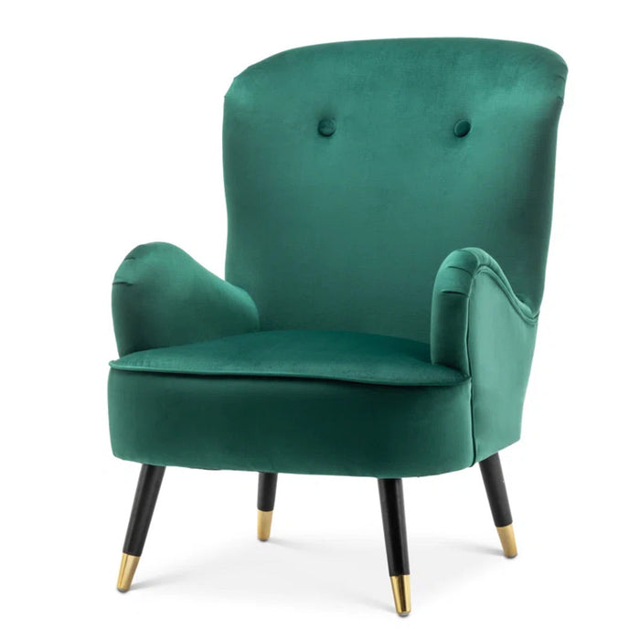 Luxury Green Velvet Lounge Chair With Ottoman