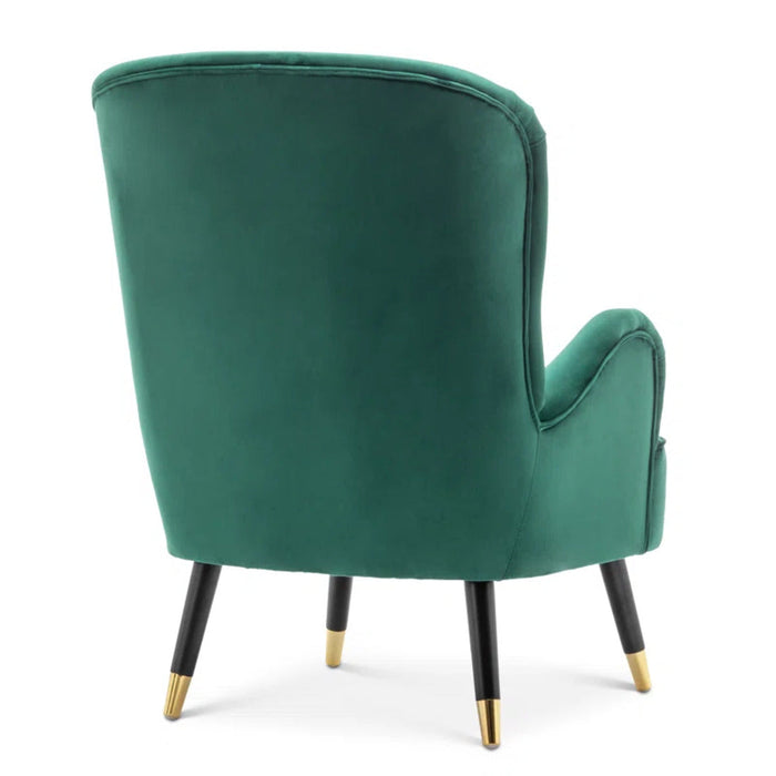 Luxury Green Velvet Lounge Chair With Ottoman