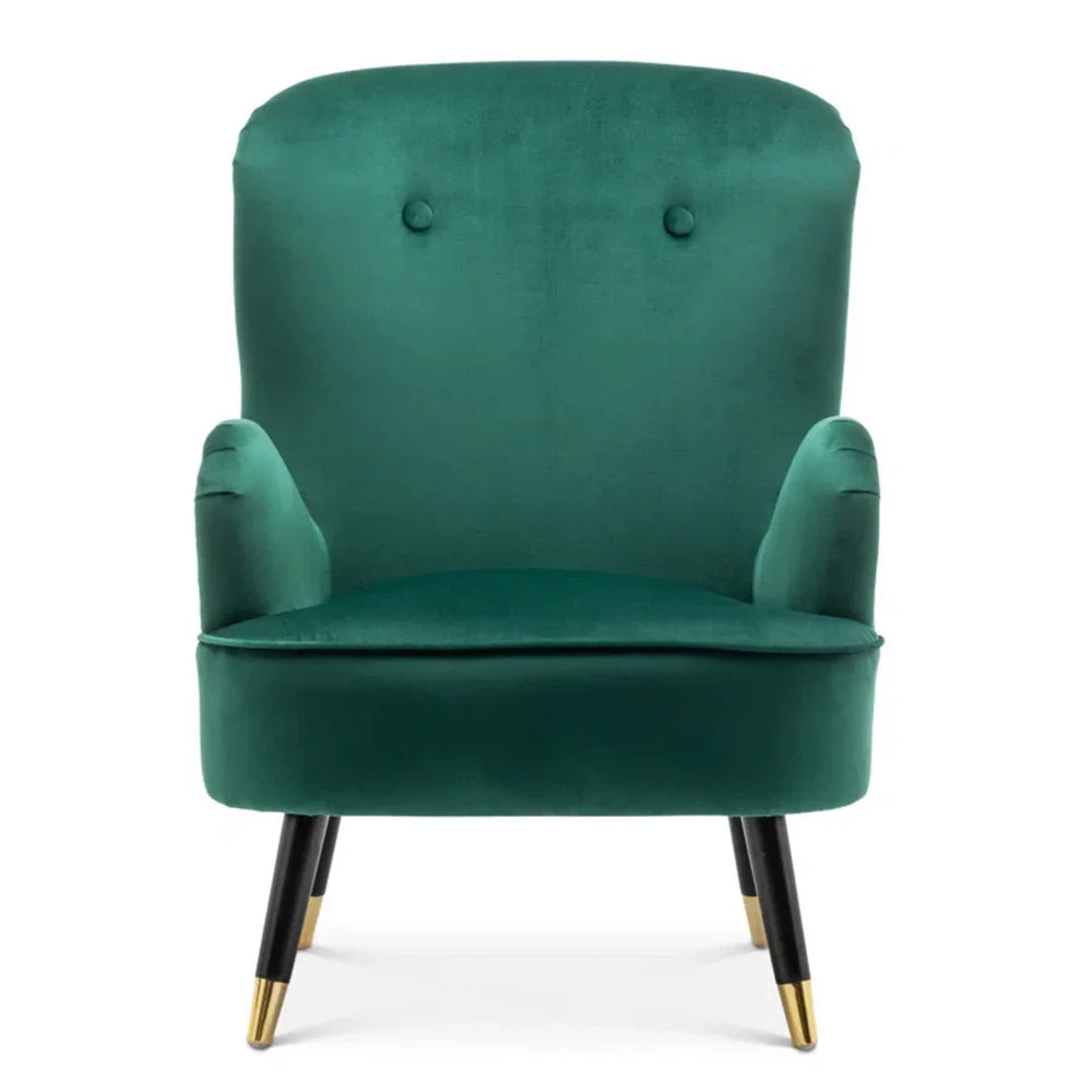 Luxury Green Velvet Lounge Chair With Ottoman - All India Decor