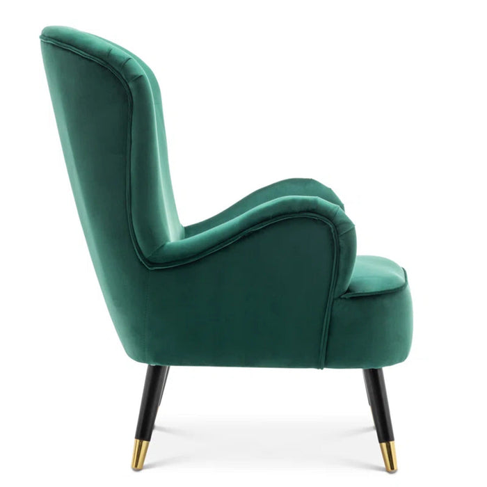 Luxury Green Velvet Lounge Chair With Ottoman