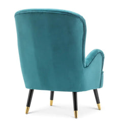 Luxury Turquoise Velvet Lounge Chair With Ottoman - All India Decor