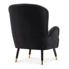 Luxury Black Velvet Lounge Chair With Ottoman - All India Decor