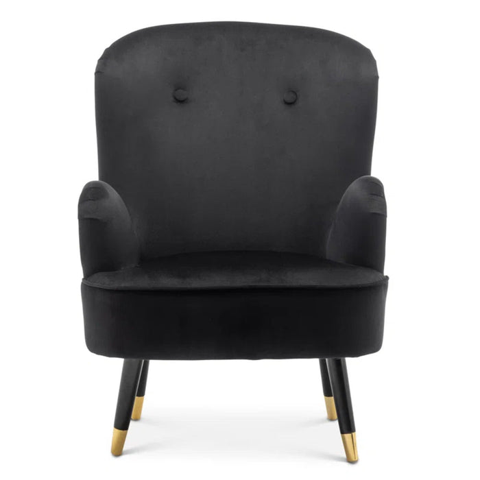 Luxury Black Velvet Lounge Chair With Ottoman