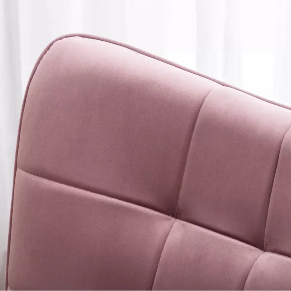 Tufted Curvy Long Back Peach Lounge Chair With Ottoman - All India Decor