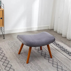 Tufted Curvy Long Back Grey Lounge Chair With Ottoman - All India Decor
