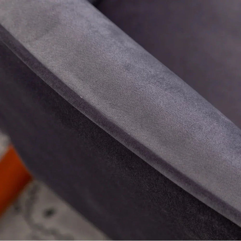 Tufted Curvy Long Back Grey Lounge Chair With Ottoman - All India Decor
