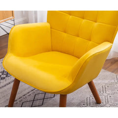 Tufted Curvy Long Back Yellow Lounge Chair With Ottoman - All India Decor