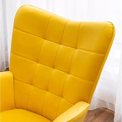 Tufted Curvy Long Back Yellow Lounge Chair With Ottoman - All India Decor