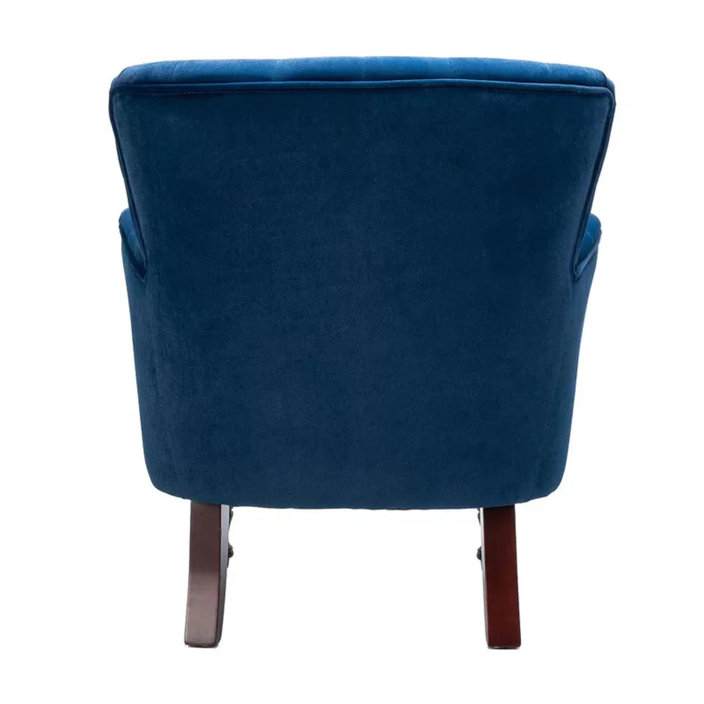 Detailed Tufted Super Comfy Navy Blue Velvet Lounge Chair - All India Decor