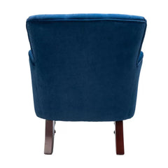 Detailed Tufted Super Comfy Navy Blue Velvet Lounge Chair - All India Decor