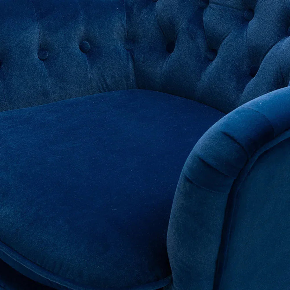 Detailed Tufted Super Comfy Navy Blue Velvet Lounge Chair - All India Decor