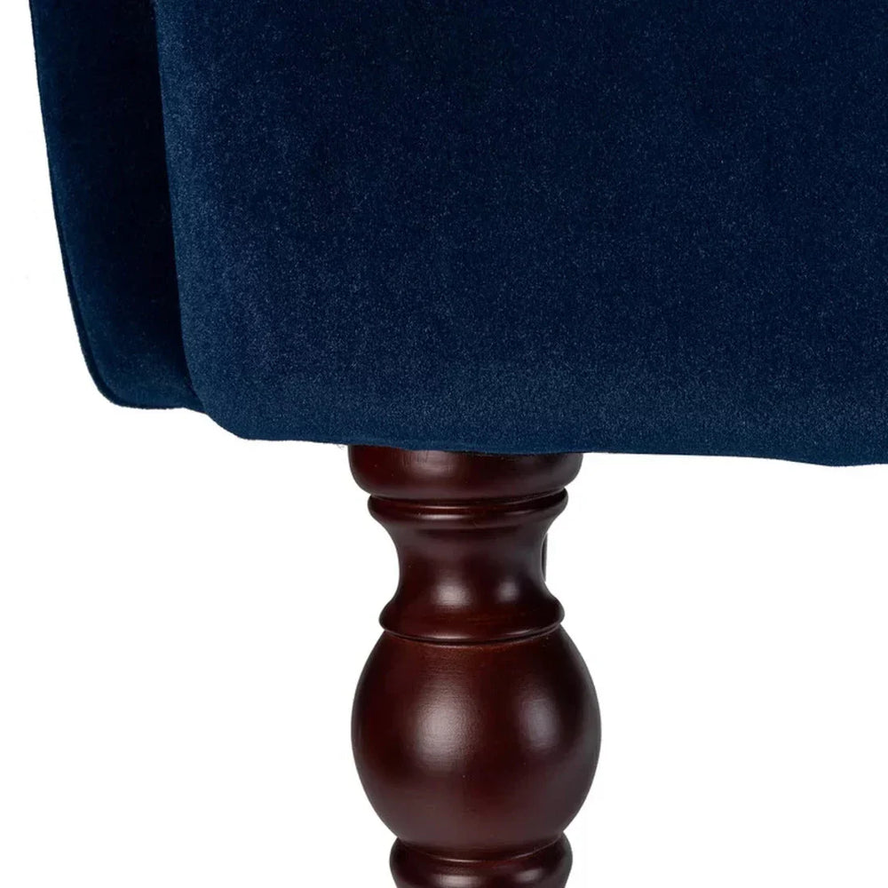 Detailed Tufted Super Comfy Navy Blue Velvet Lounge Chair - All India Decor