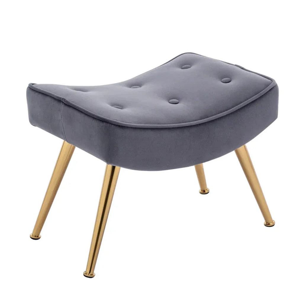 Tufted Long Back Grey Lounge Chair With Ottoman - All India Decor