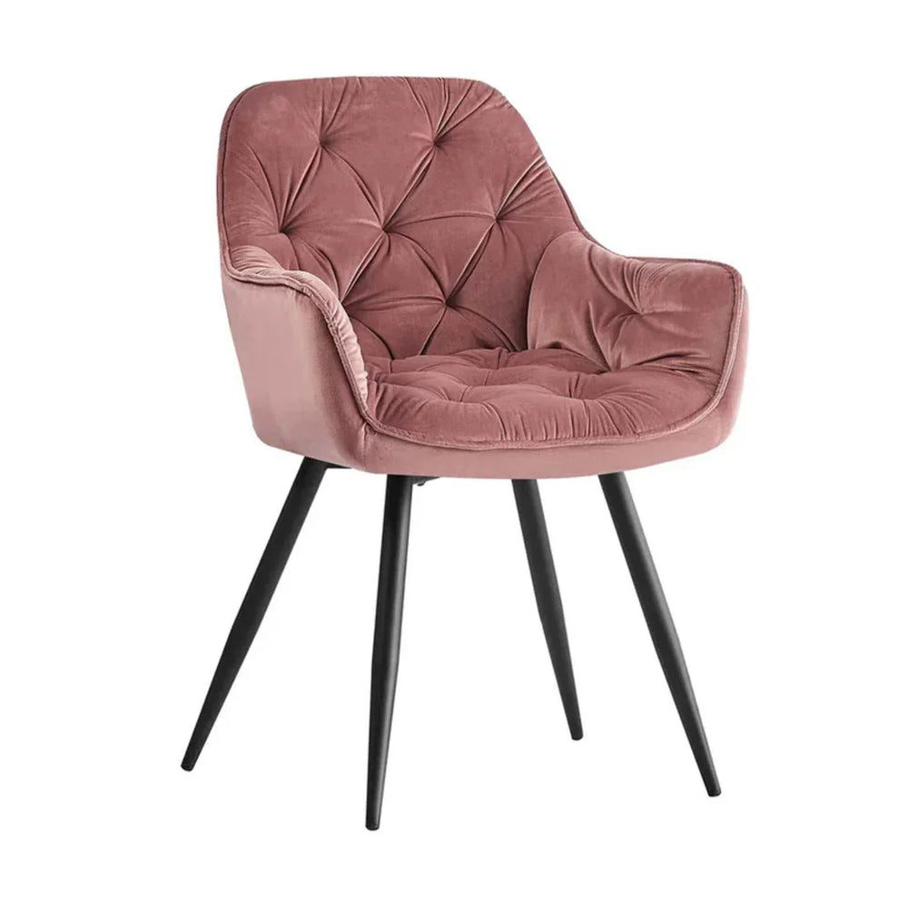 Rich Blush Pink Comfy Padded Tufted Velvet Lounge Chair - All India Decor