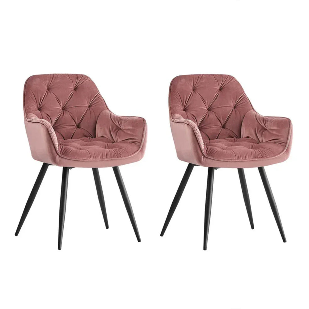 Rich Blush Pink Comfy Padded Tufted Velvet Lounge Chair - All India Decor