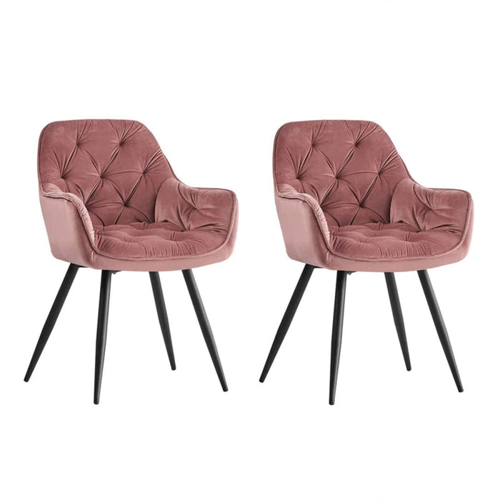 Rich Blush Pink Comfy Padded Tufted Velvet Lounge Chair