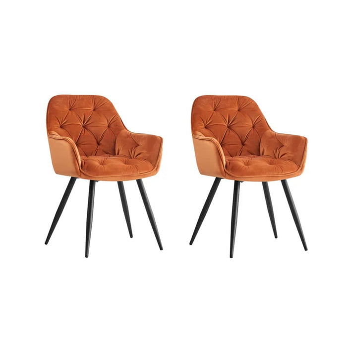 Rich Orange Comfy Padded Tufted Velvet Lounge Chair