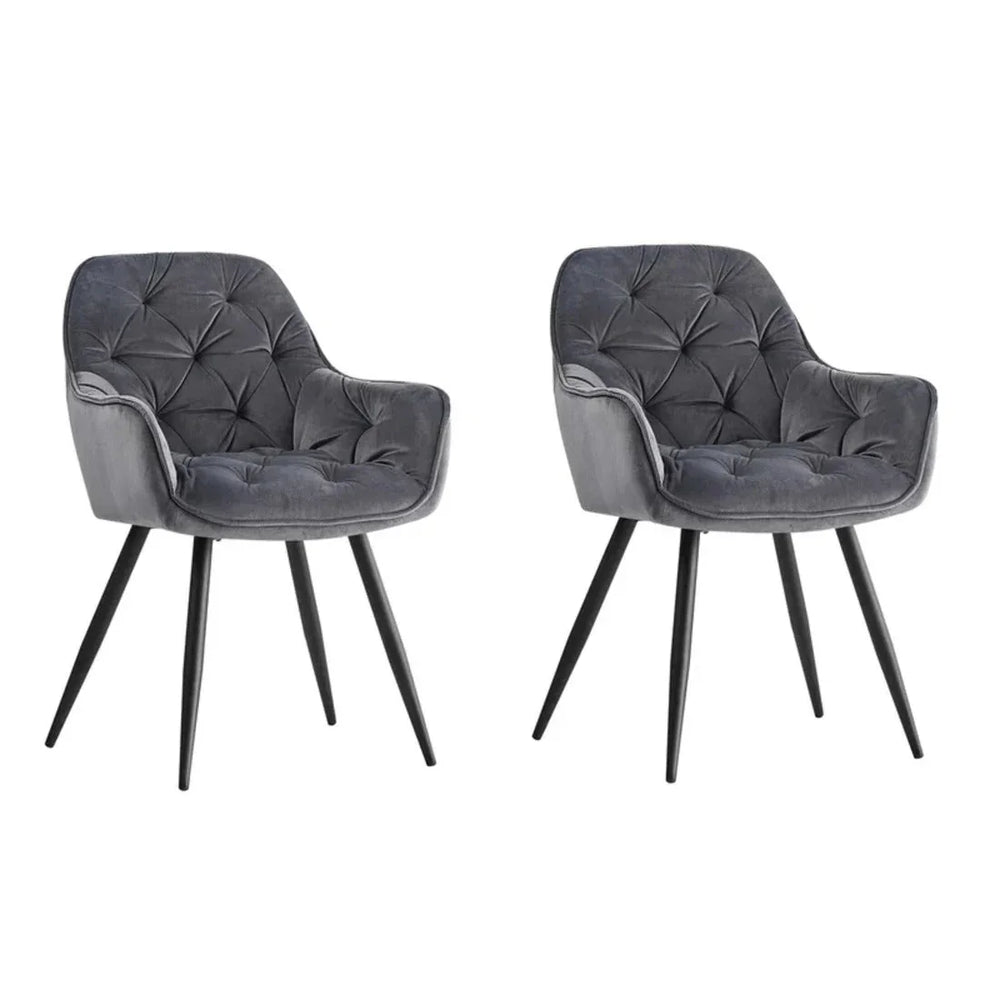 Rich Grey Comfy Padded Tufted Velvet Lounge Chair - All India Decor